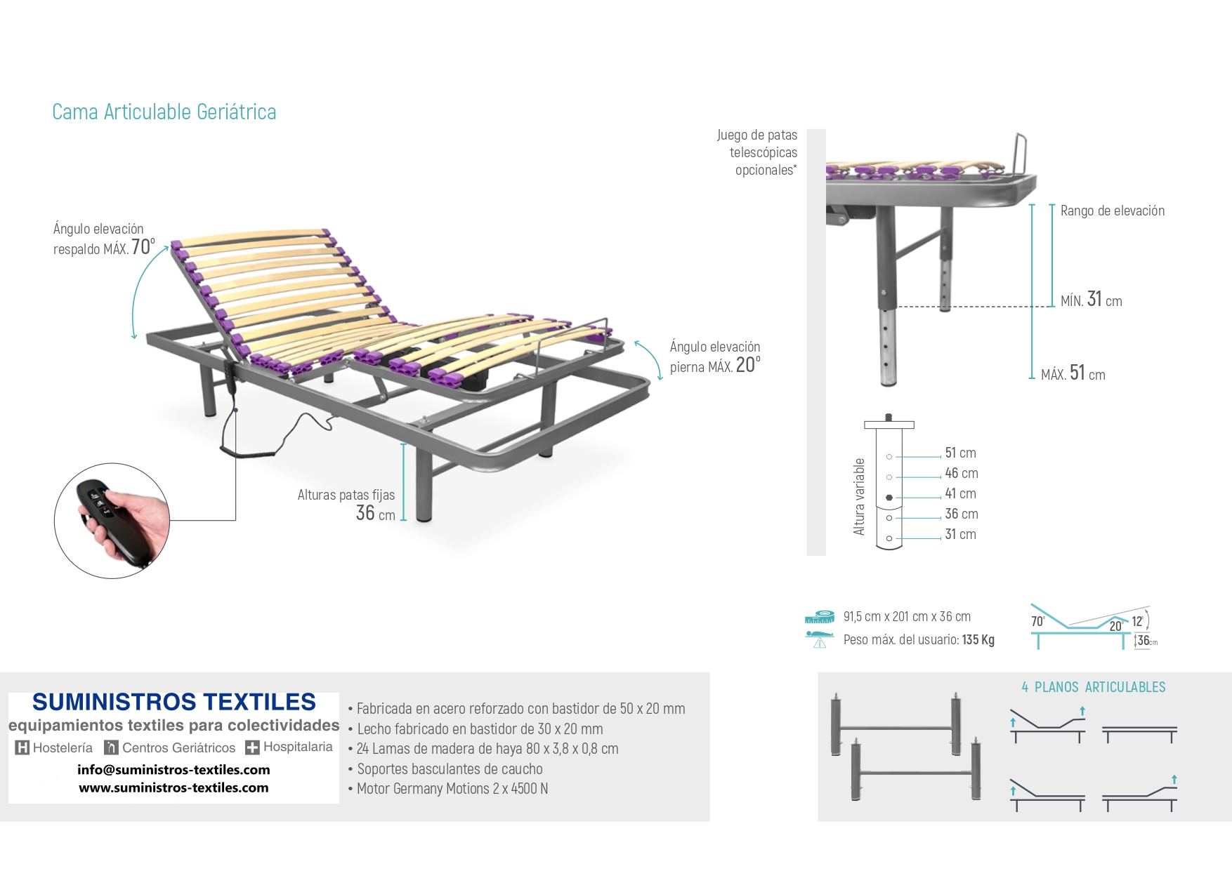 Ref AK514. Cama electrónica 4 planos. Foto 1