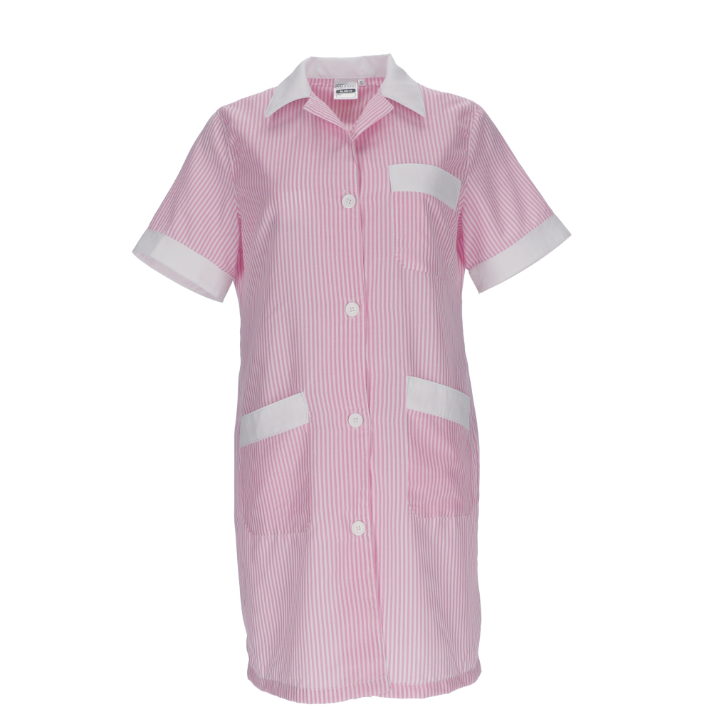 Ref. F1076 Bata de limpieza a rayas para mujer, manga corta. Foto 3