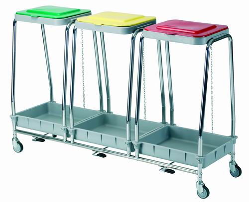 Ref. GA580TR Carro de selección soporte bolsa, triple con tapas MOD. 580TR