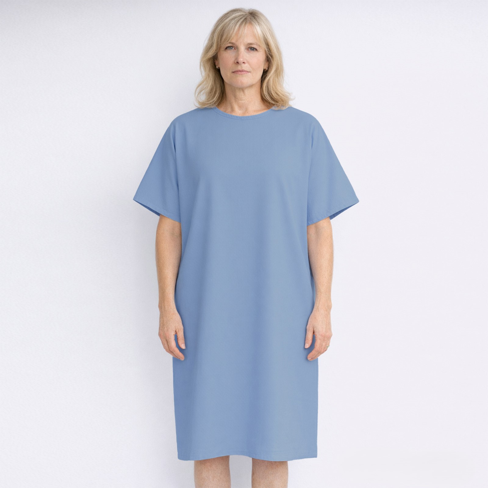 Ref. RT504 Bata paciente hospital celeste foto 1