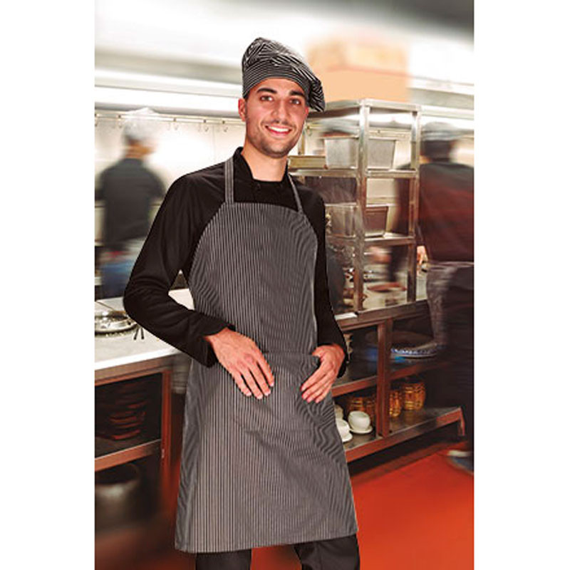 Ref. VA300 Delantal con peto, bolsillo y raya diplomática