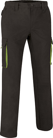 Ref. VA900T Pantalón de trabajo multibolsillos con diseño bicolor THUNDER. 16 negro-verde manzana