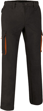 Ref. VA900T Pantalón de trabajo multibolsillos con diseño bicolor THUNDER. 17 negro-naranja fiesta