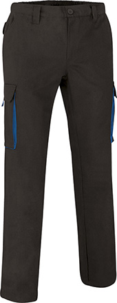 Ref. VA900T Pantalón de trabajo multibolsillos con diseño bicolor THUNDER. 19 negro-azul royal