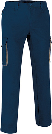 Ref. VA900T Pantalón de trabajo multibolsillos con diseño bicolor THUNDER. 2 azul marino beige arena