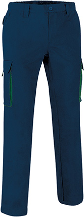 Ref. VA900T Pantalón de trabajo multibolsillos con diseño bicolor THUNDER. 4 azul marino verde kelly