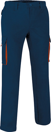 Ref. VA900T Pantalón de trabajo multibolsillos con diseño bicolor THUNDER. 7 azul marino orion granate caoba